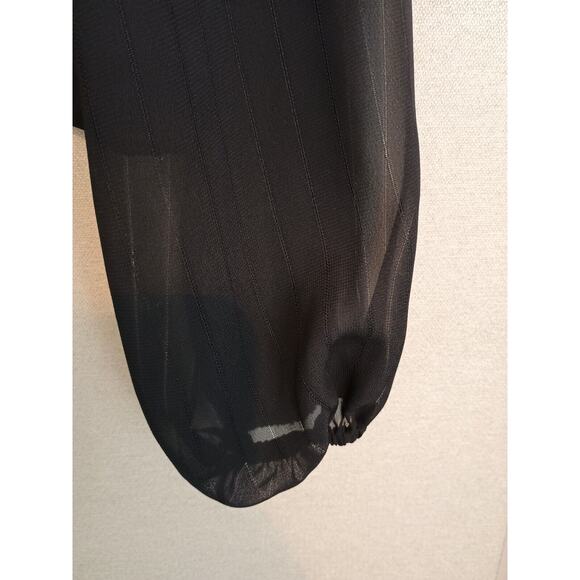 Wayf Blouse Women Small Black Chiffon Whimsy Goth Witchcore Tie Front Cropped - Picture 8 of 12